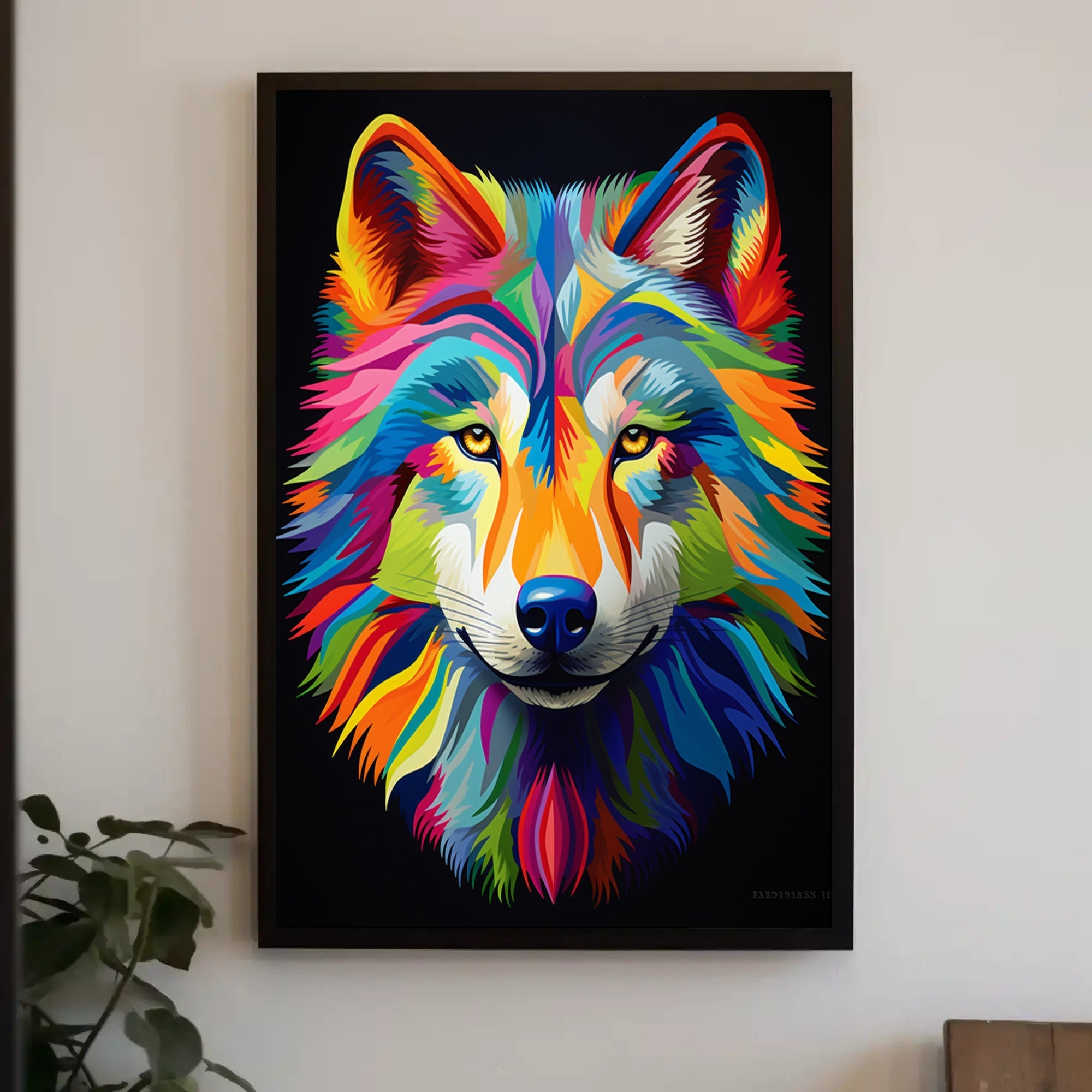 Vibrant Wolf Portrait Poster PosterGoat