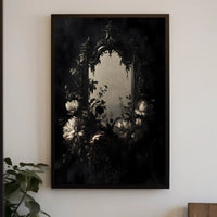 Antique Floral Elegance: Baroque Mirror Artistic Poster PosterGoat