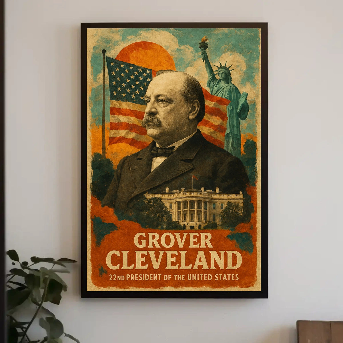 Grover Cleveland 22nd President of the United States Layered Digital Collage Poster