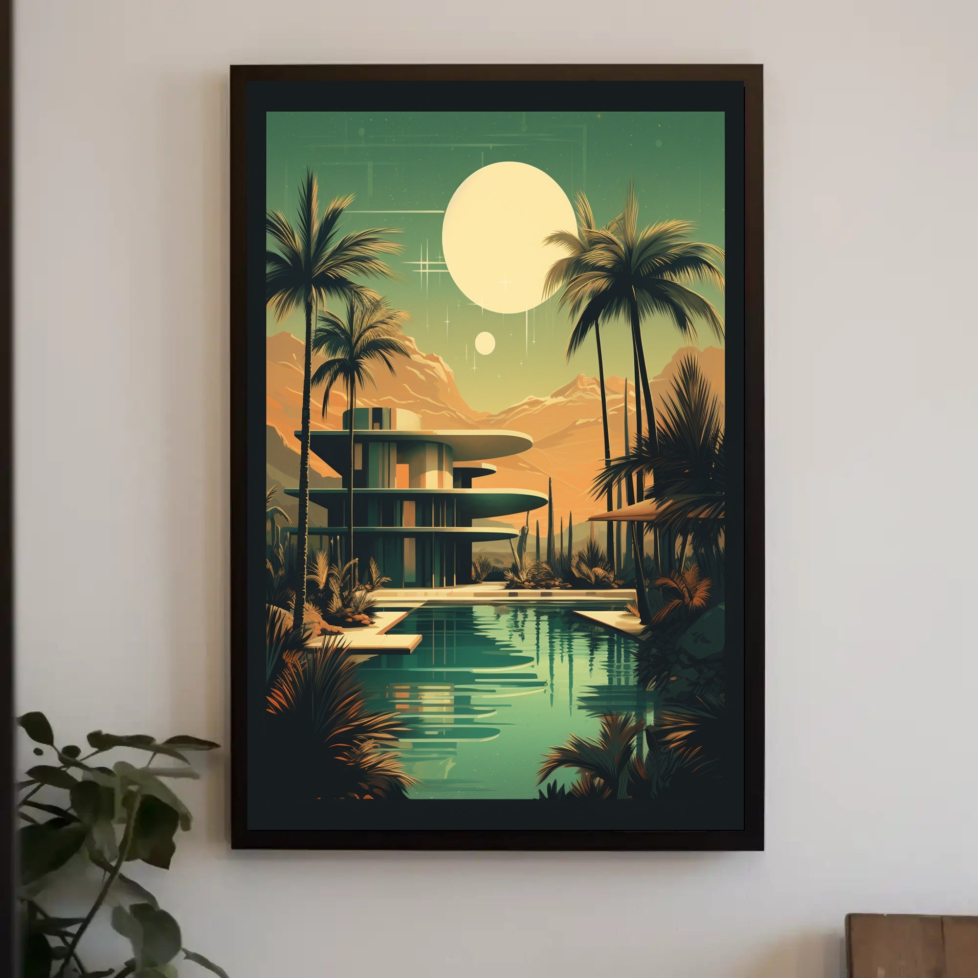 Retro-Futuristic Oasis Retro Poster PosterGoat