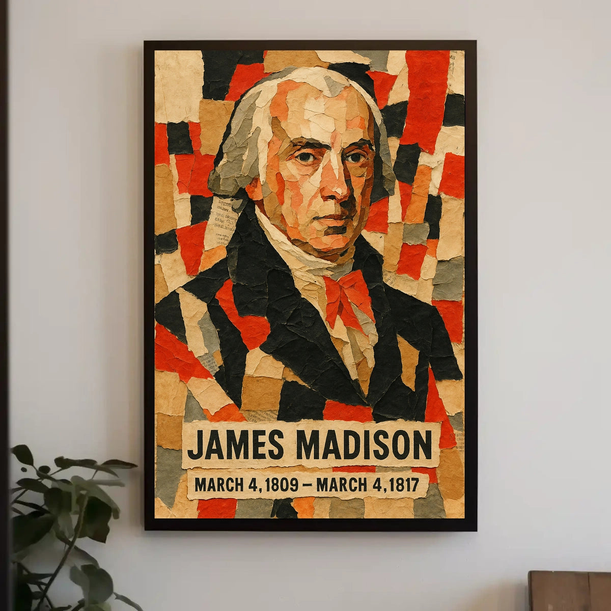 James Madison 4th President of the United States Layered paper Collage Poster