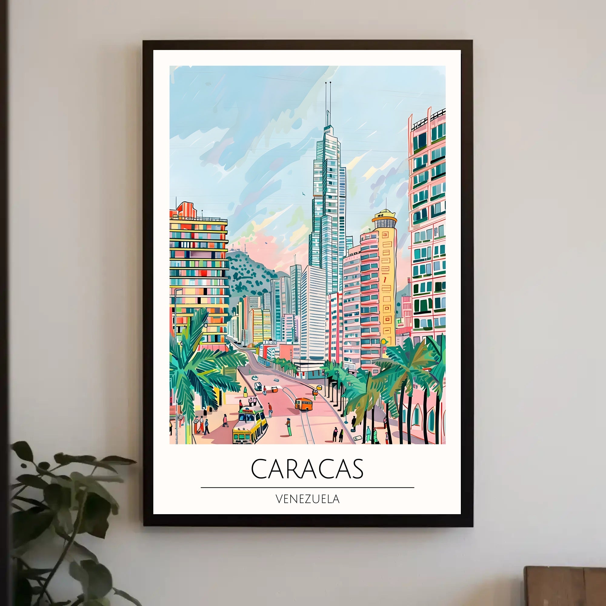 Colorful Cityscape of Caracas Poster PosterGoat
