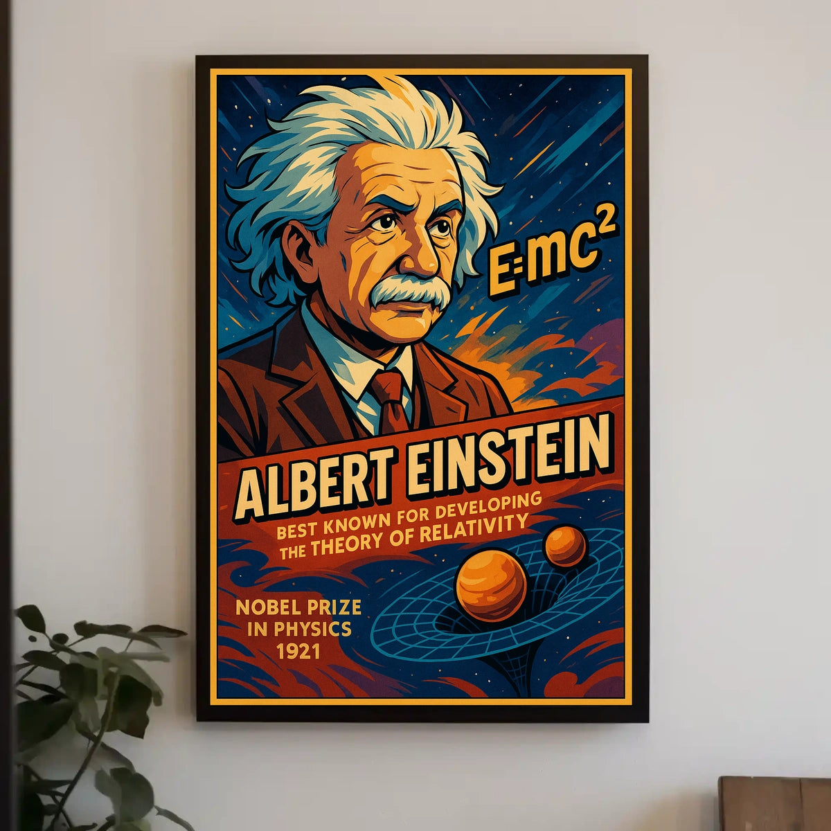 Albert Einstein Vintage Nobel Prize 1921 Portrait Relativity Science Wall Art Decor Poster