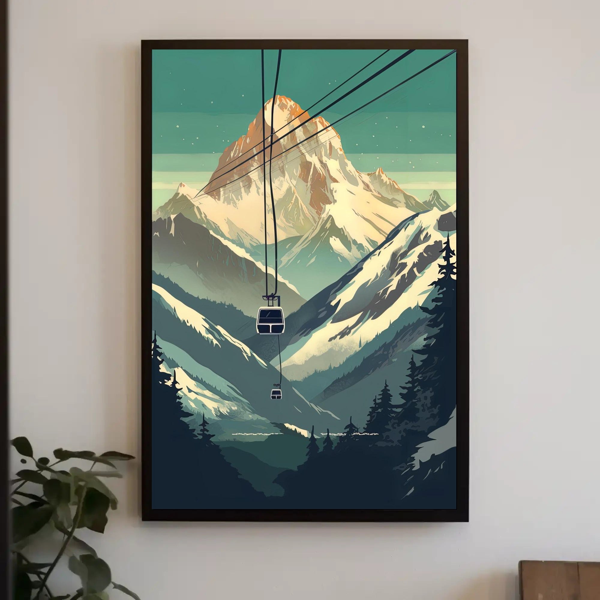 Majestic Mountain Cable Car Poster