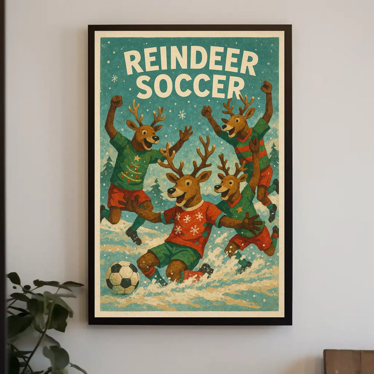 Reindeer Soccer Poster