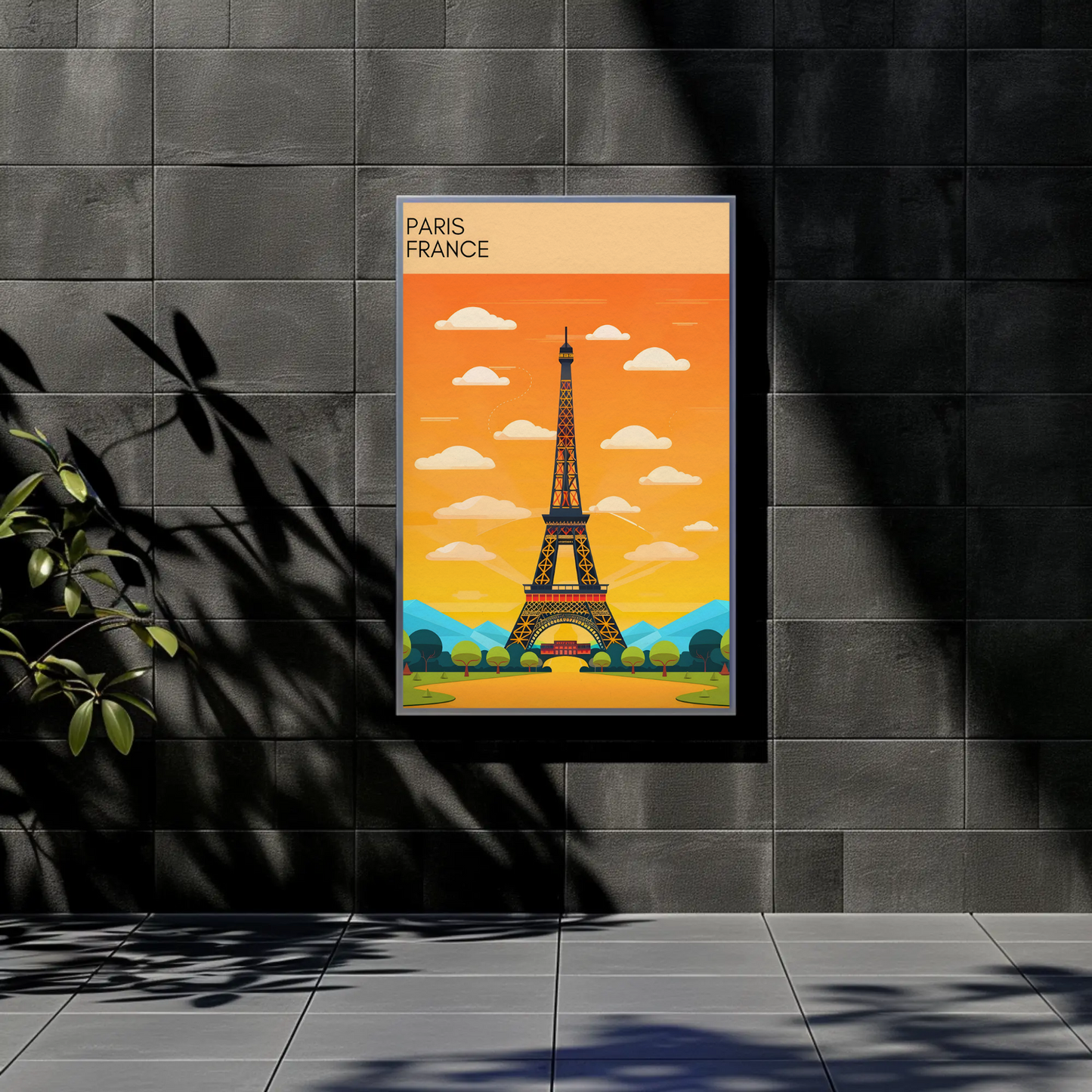 Paris France Bright Cartoon Eiffel Tower