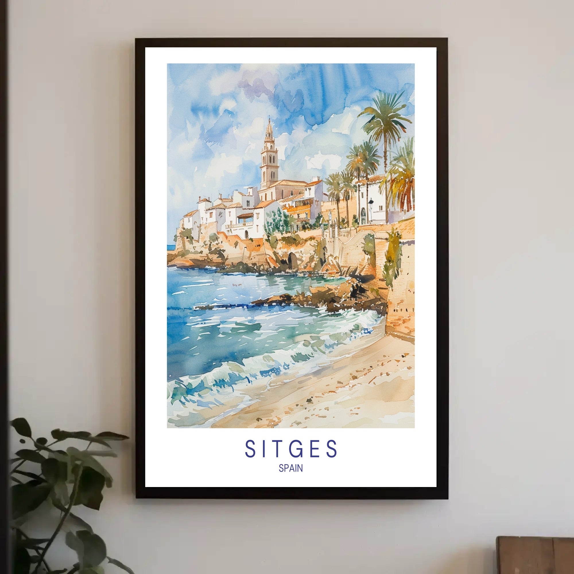 Sitges Coastal Charm Poster PosterGoat