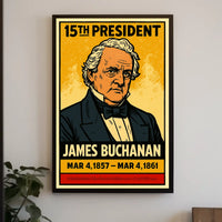 James Buchanan 15th President of the United States Inked Comic Style Poster