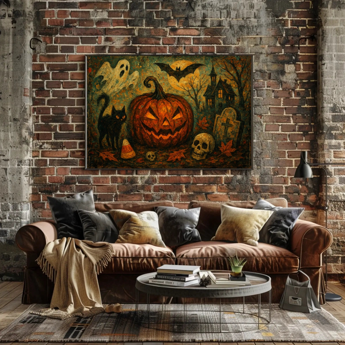 Halloween Night Gothic City Nightscape Eerie Ambient Nocturnal Urban Wanderlust Decor Poster