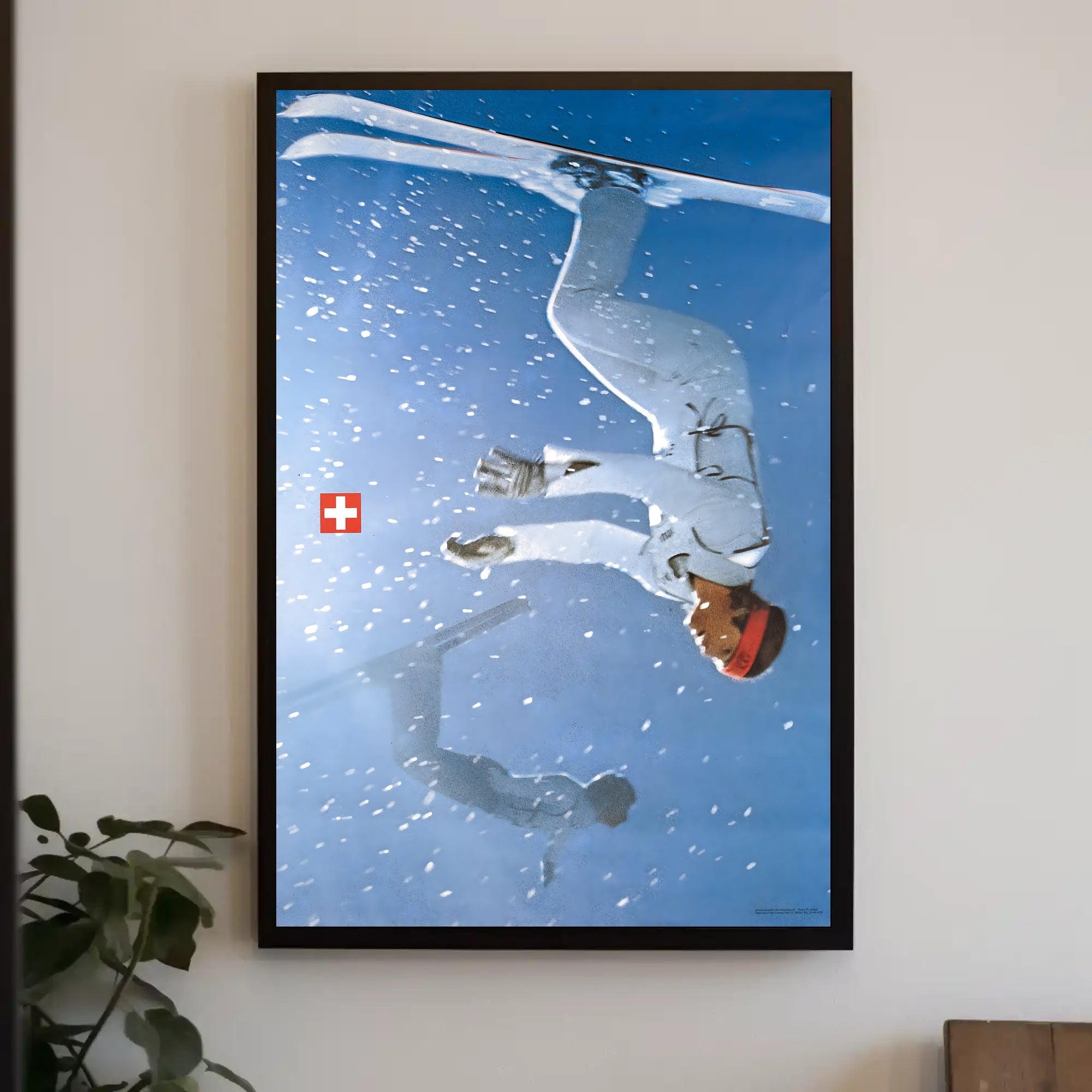 Upside Down Ski Adventure Poster PosterGoat
