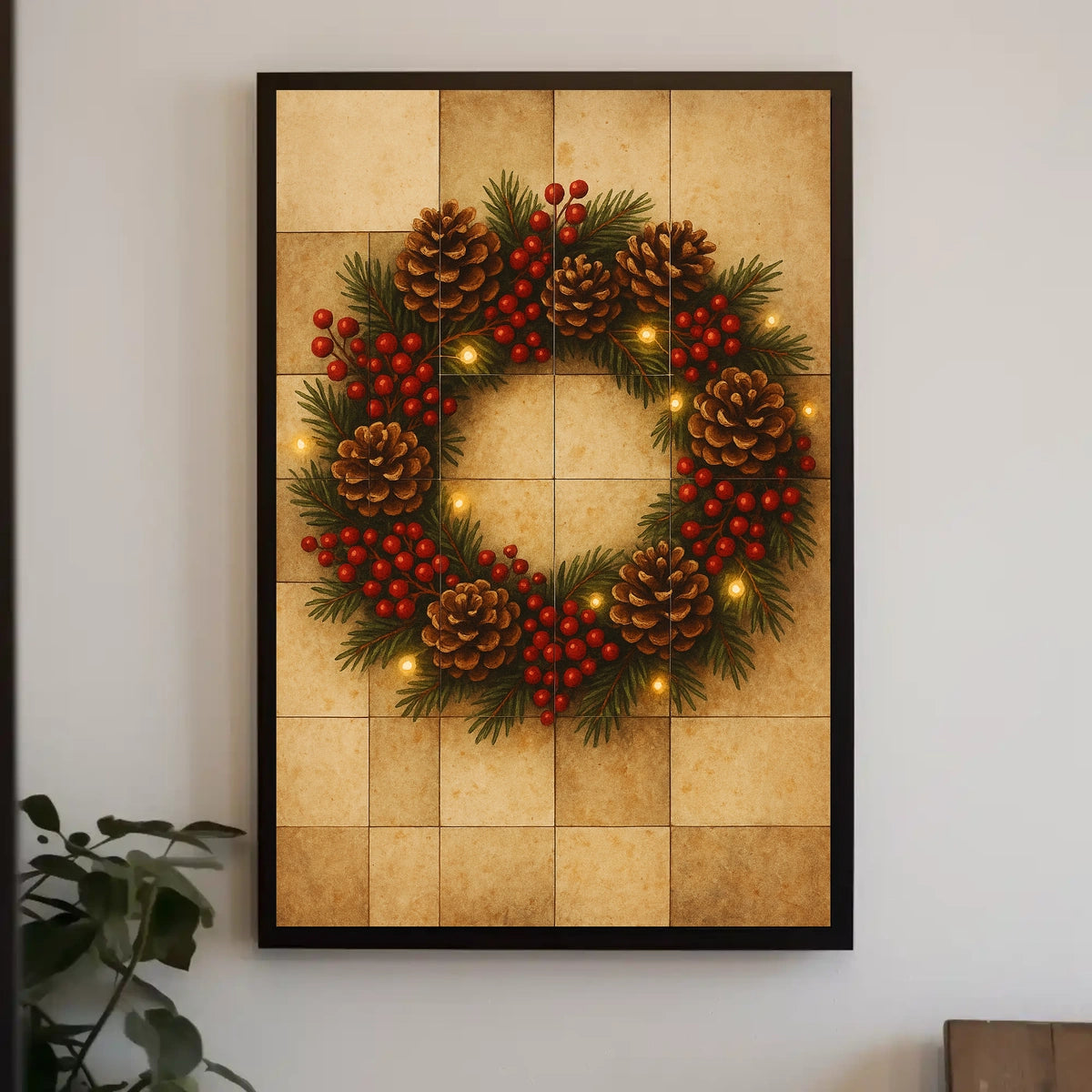 Festive Holiday Wreath Poster