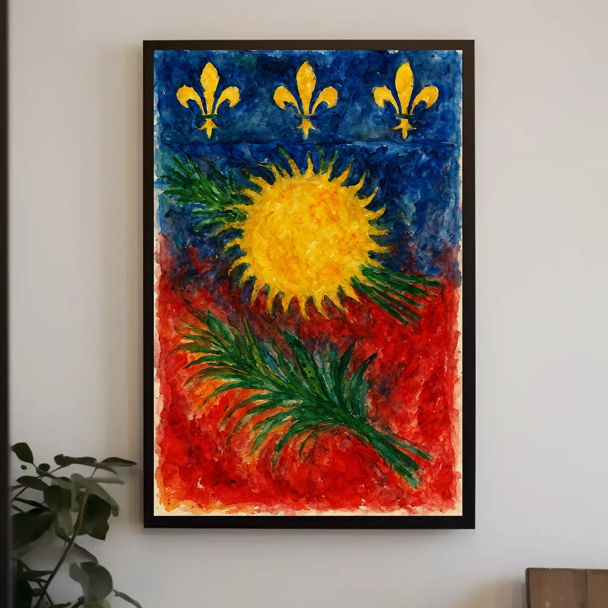 Vibrant Heraldic Sunburst Poster