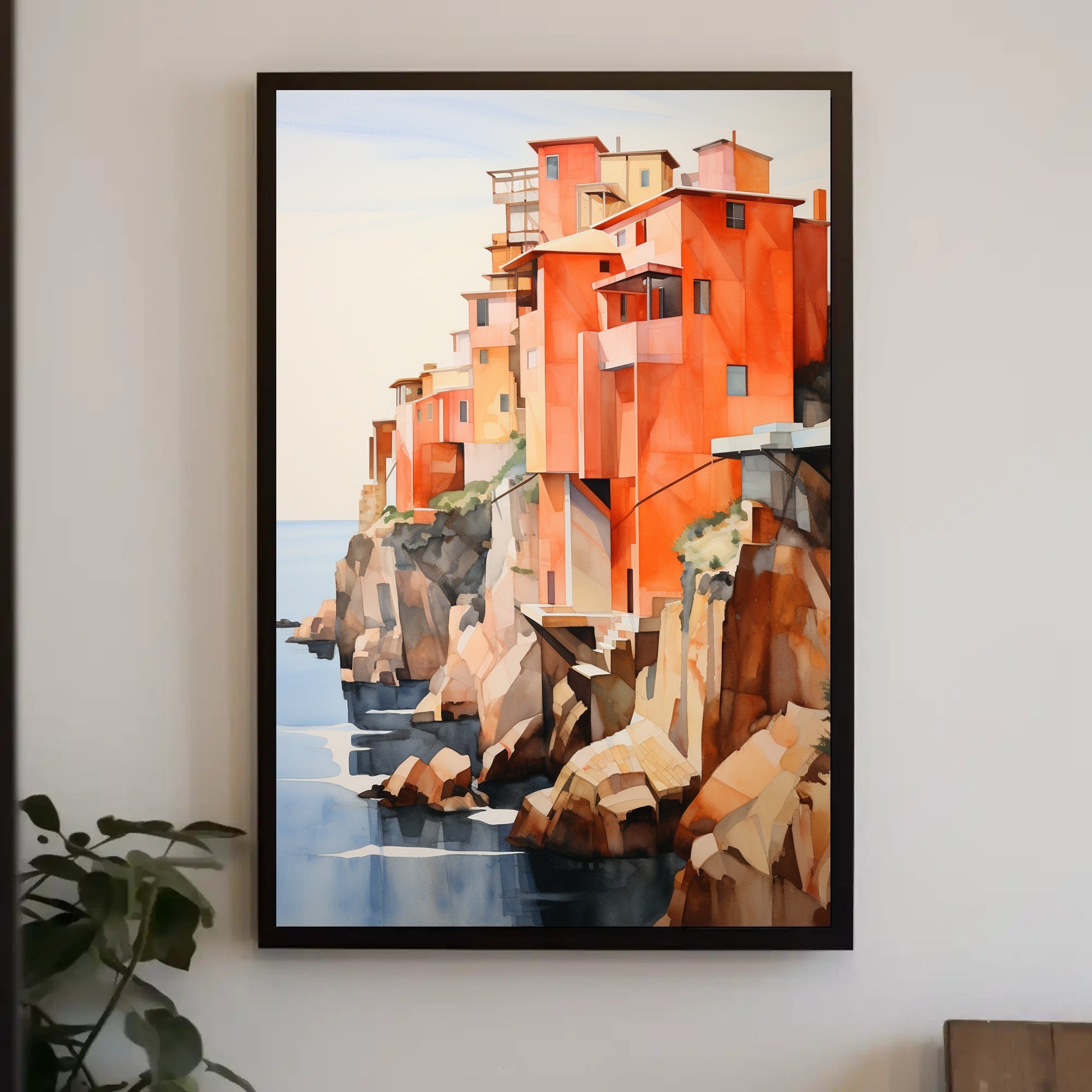 Coastal Cliffside Homes Poster
