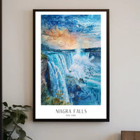 Niagara Falls Watercolor Art Travel Poster PosterGoat