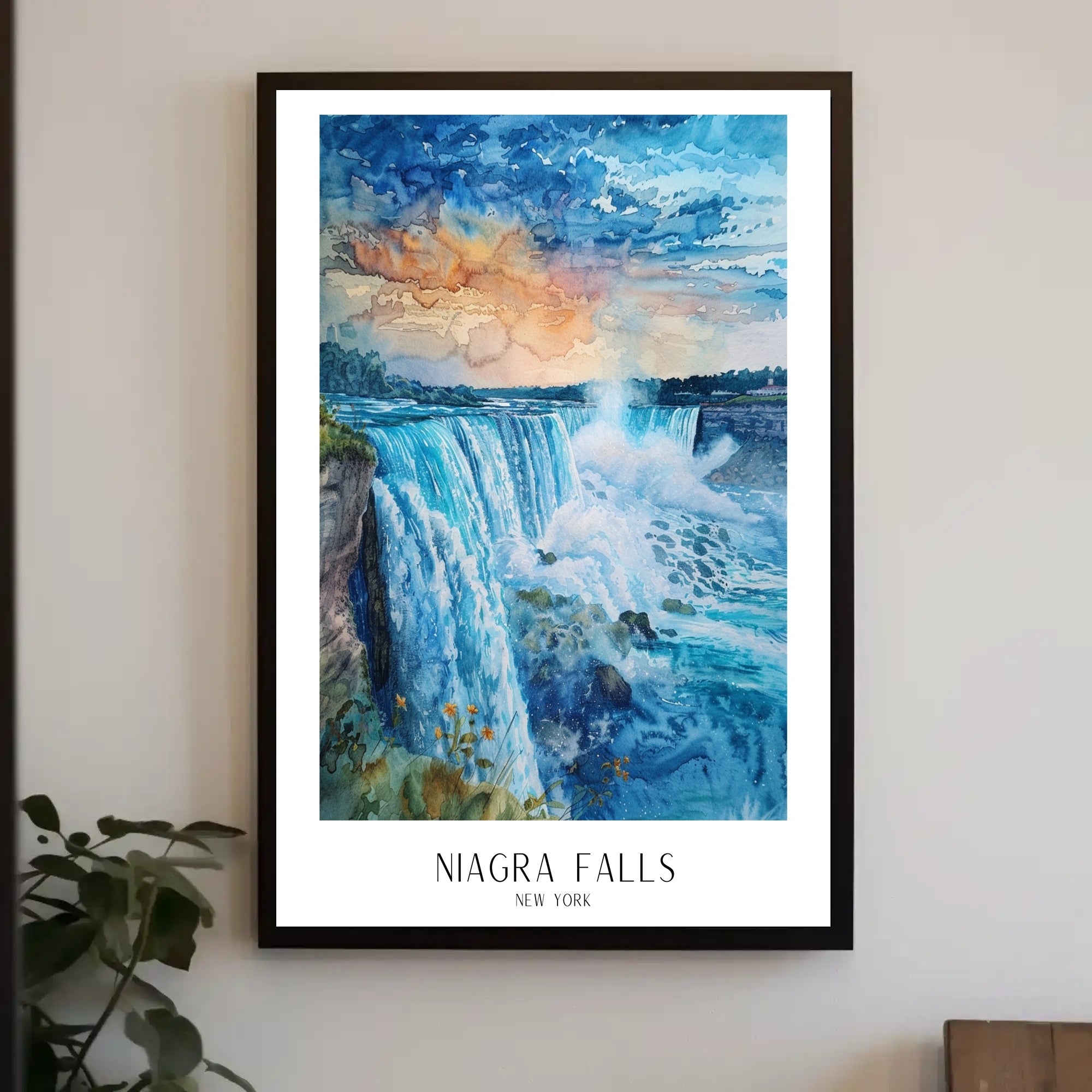 Niagara Falls Watercolor Art Travel Poster PosterGoat