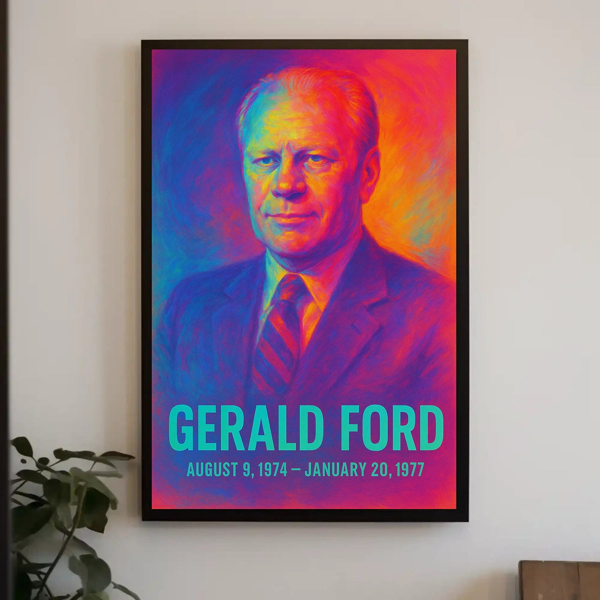 Gerald Ford 38th President of the United States Neon Gradient Overlay Poster