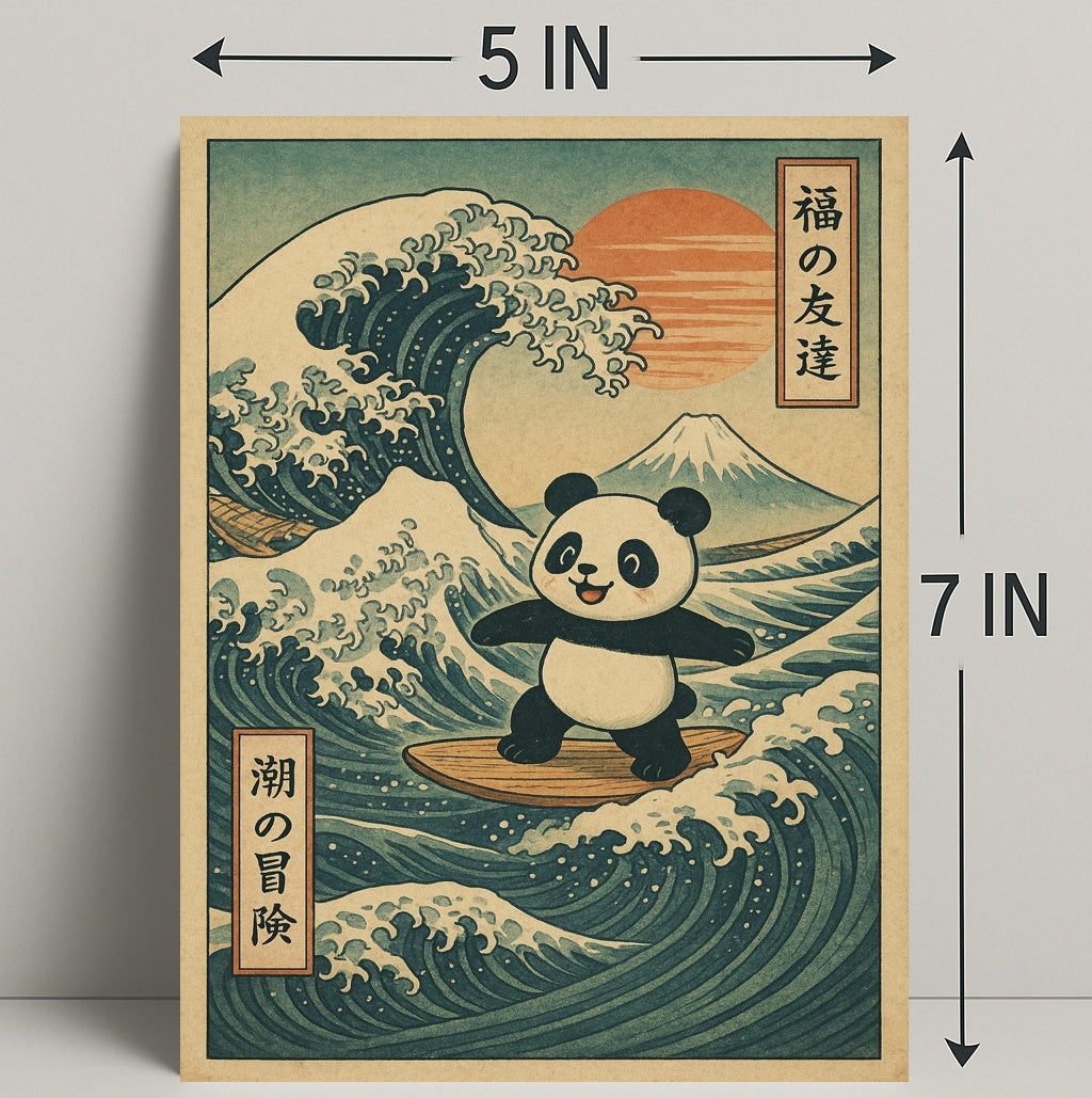 Pandas Surfing Adventure Poster PosterGoat