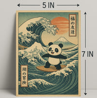 Pandas Surfing Adventure Poster PosterGoat