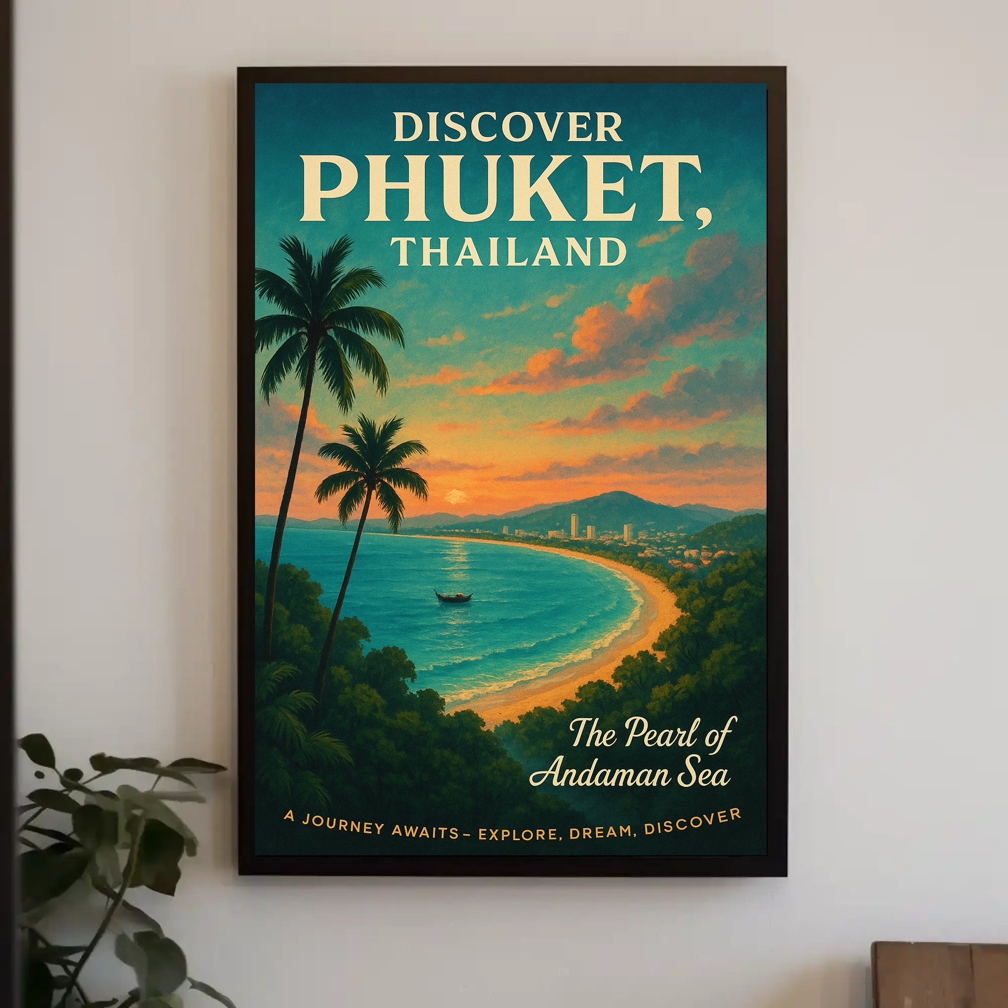 Phuket Travel Poster Vintage Beach Wall Art Print