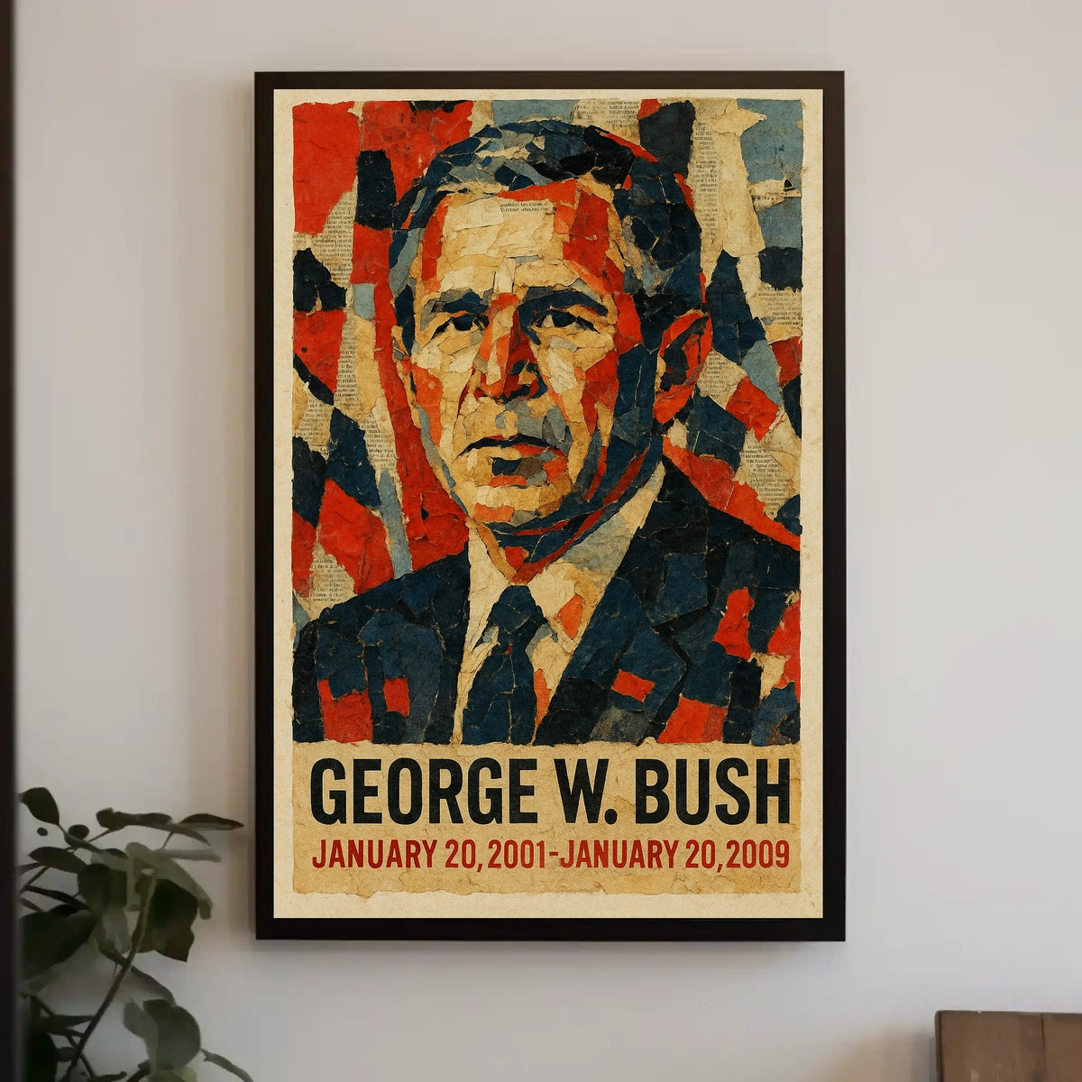 George W. Bush 43rd President of the United States Layered paper Collage Poster