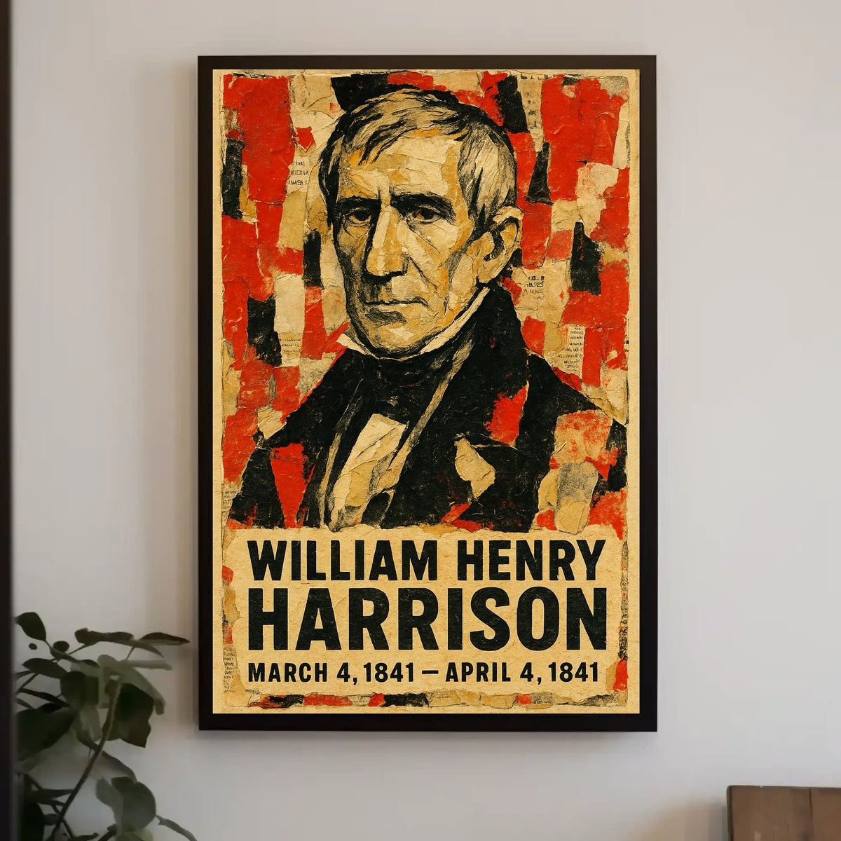 William Henry Harrison 9th President of the United States Layered paper Collage Poster