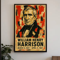William Henry Harrison 9th President of the United States Layered paper Collage Poster