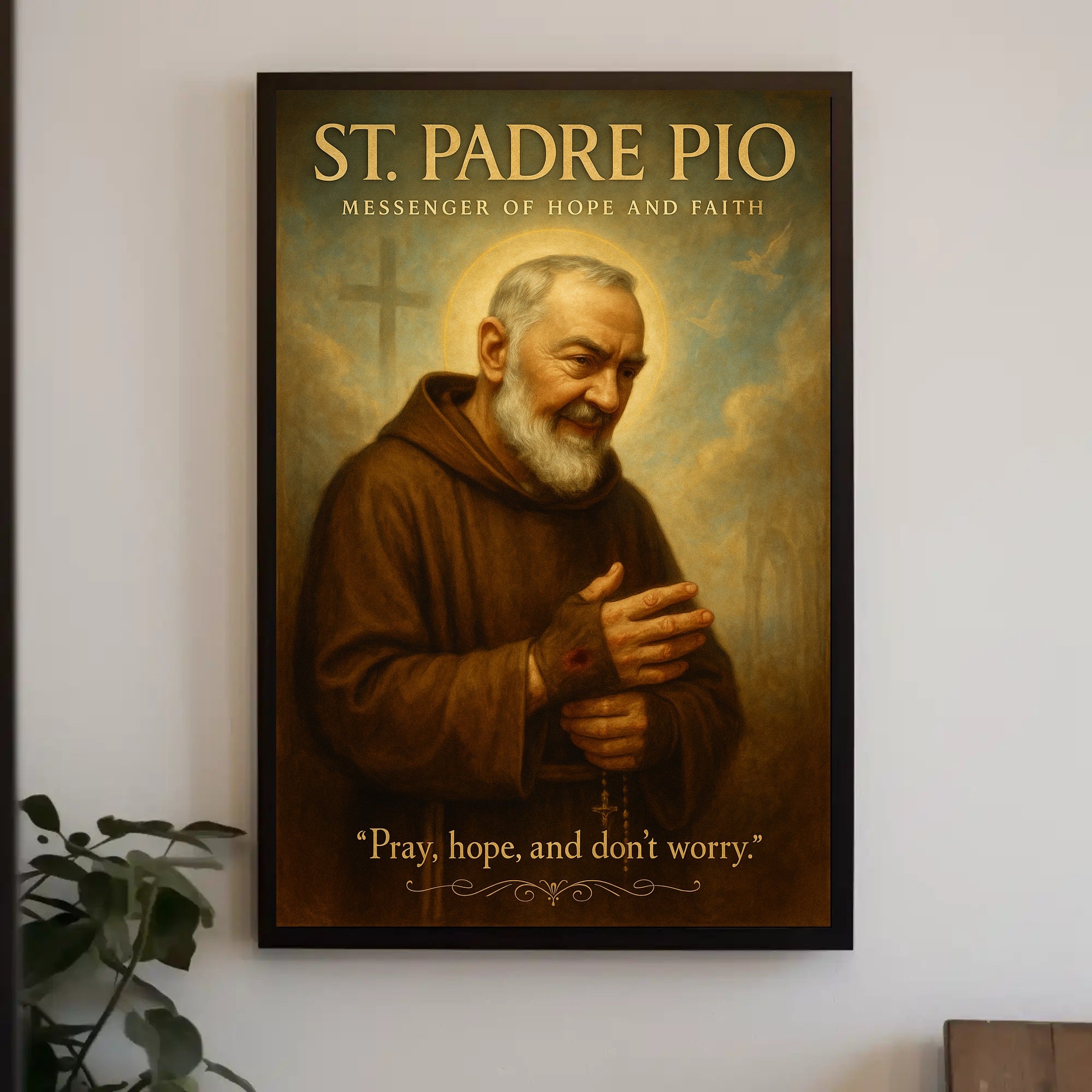 St. Padre Pio Messenger of Hope and Faith Poster PosterGoat