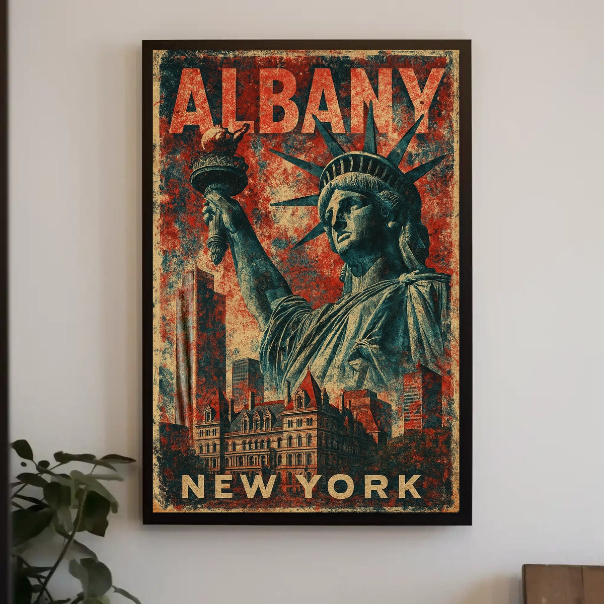 Albany Cityscape Vintage Style Wanderlust Poster