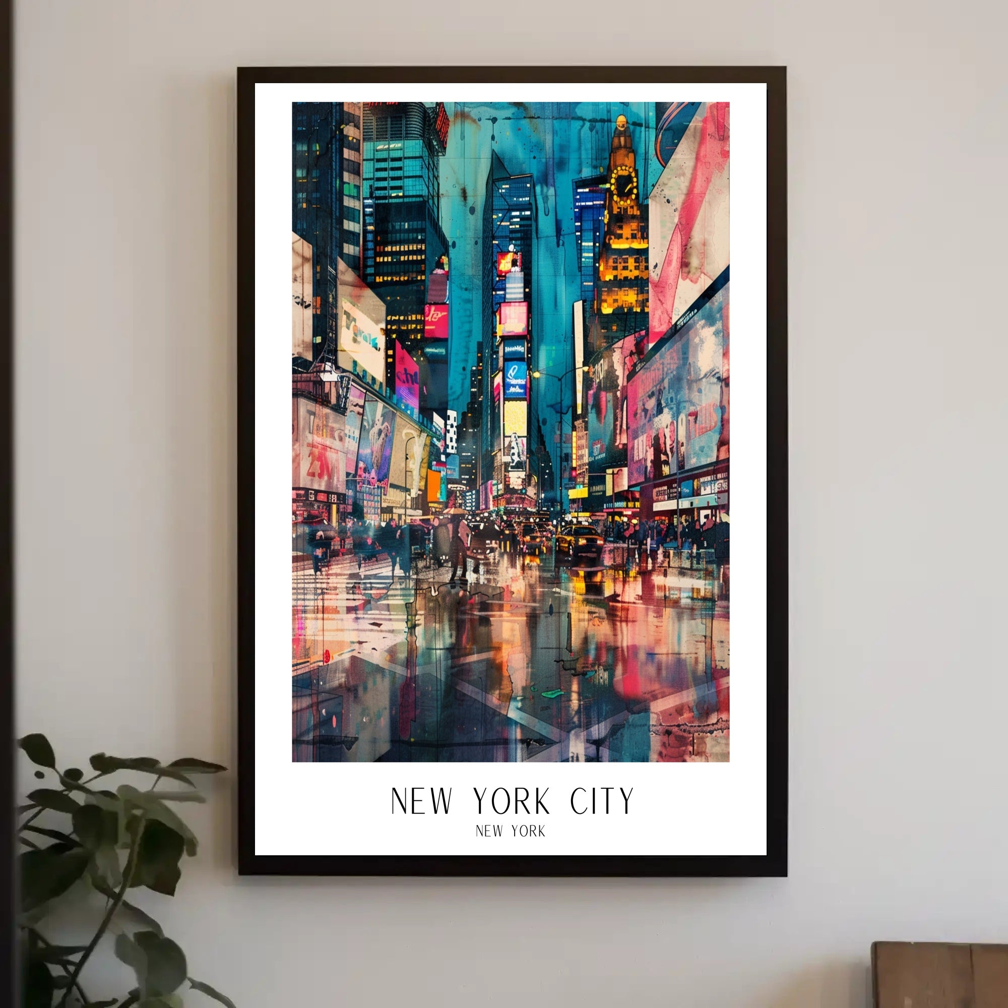 Vibrant Times Square Neon Lights Urban or Cityscape Poster PosterGoat