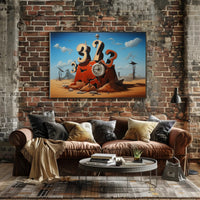 Surreal Desert Time Illusion Artistic Poster