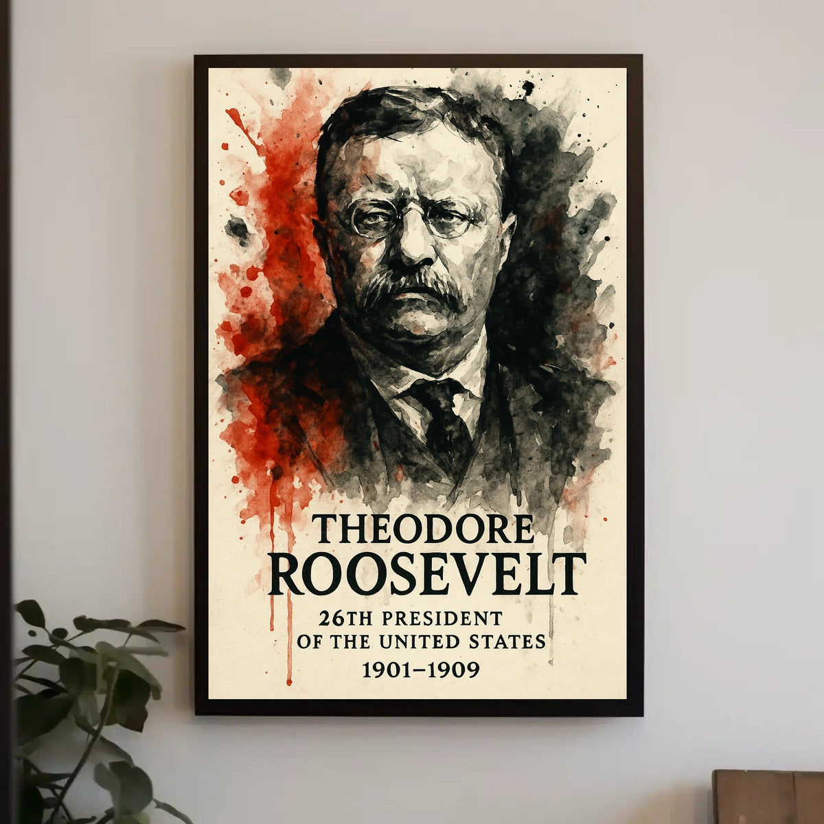 Theodore Roosevelt Vintage Watercolor Historical or Presidential Poster