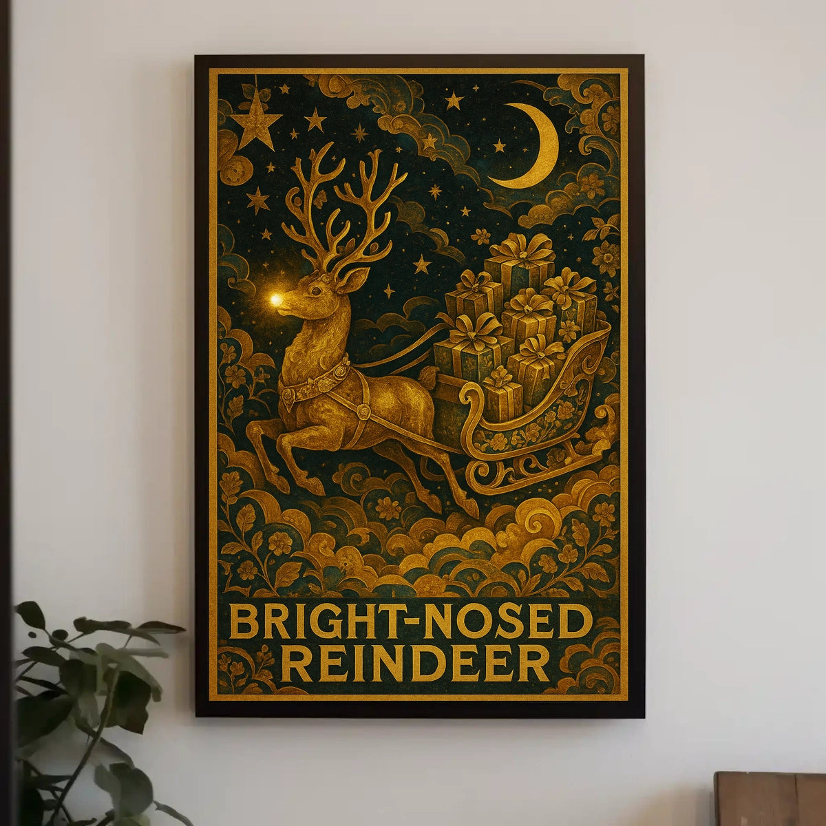 Bright-Nosed Reindeer Poster