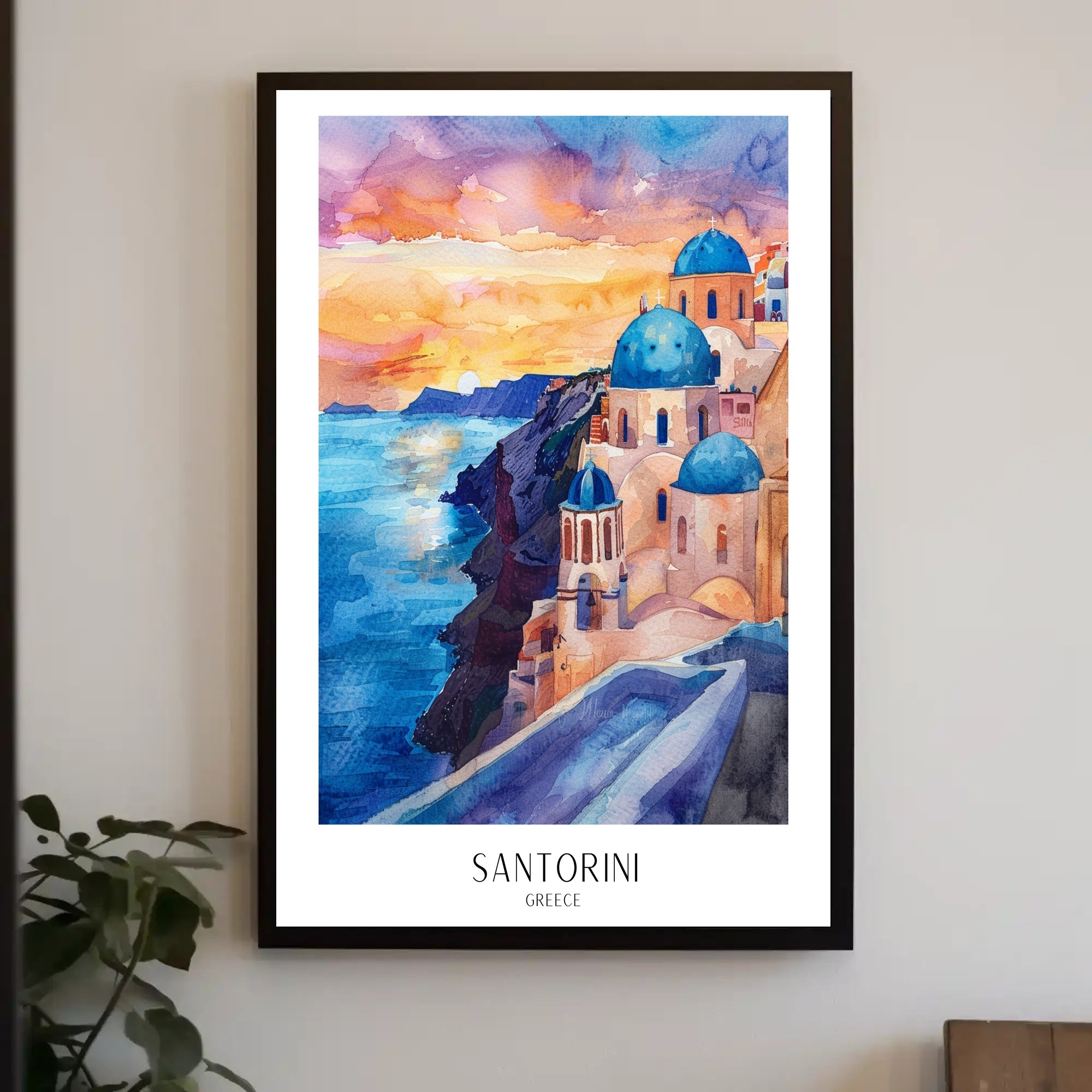 Santorini Sunset Dreamscape: Greek Travel Poster PosterGoat