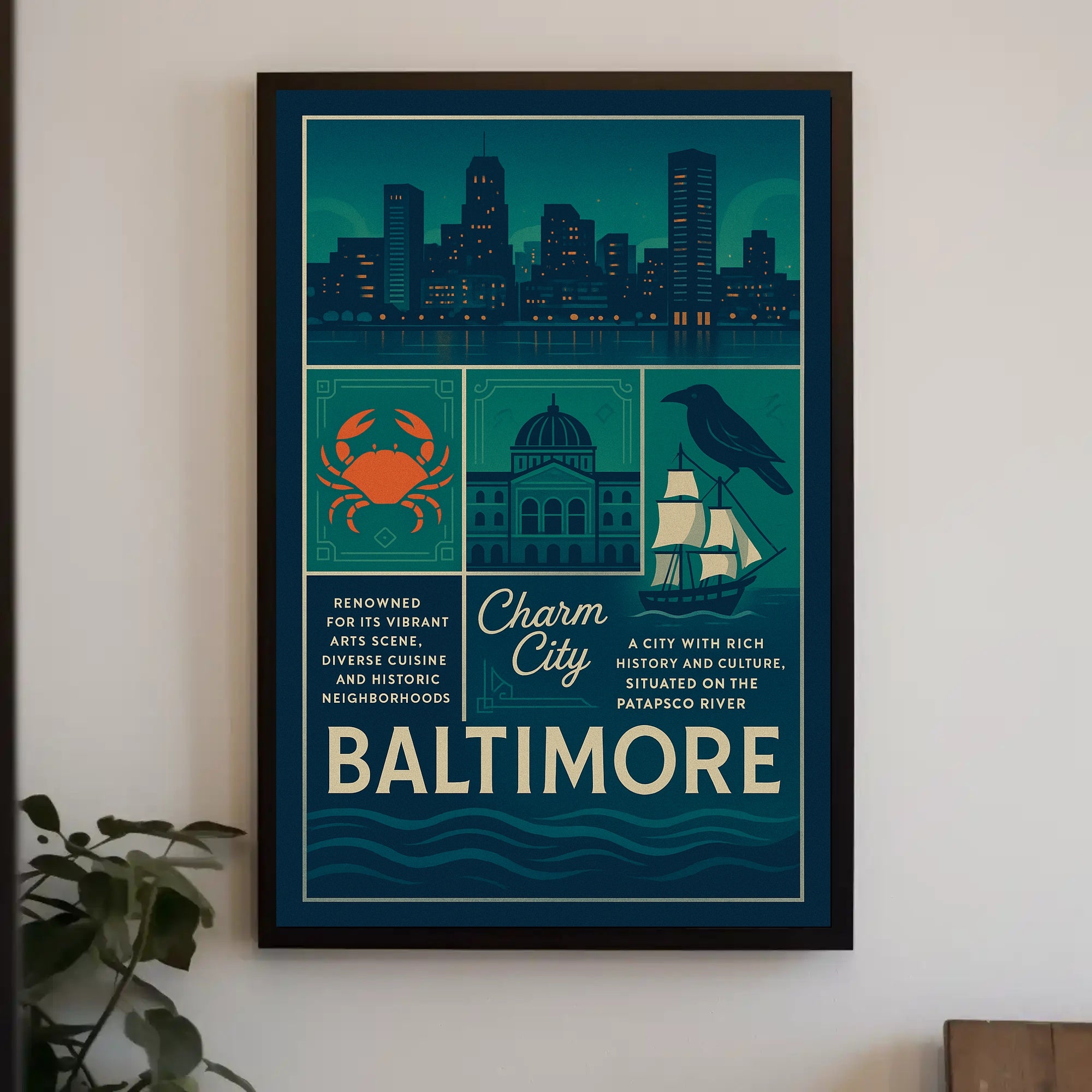 Baltimore Vintage Charm Travel Poster PosterGoat