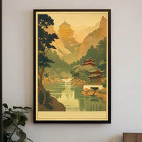 Serene Mountain Temple Poster