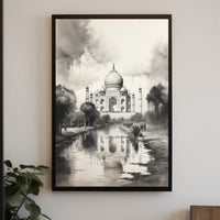 Taj Mahal Grayscale Serenity Travel Poster