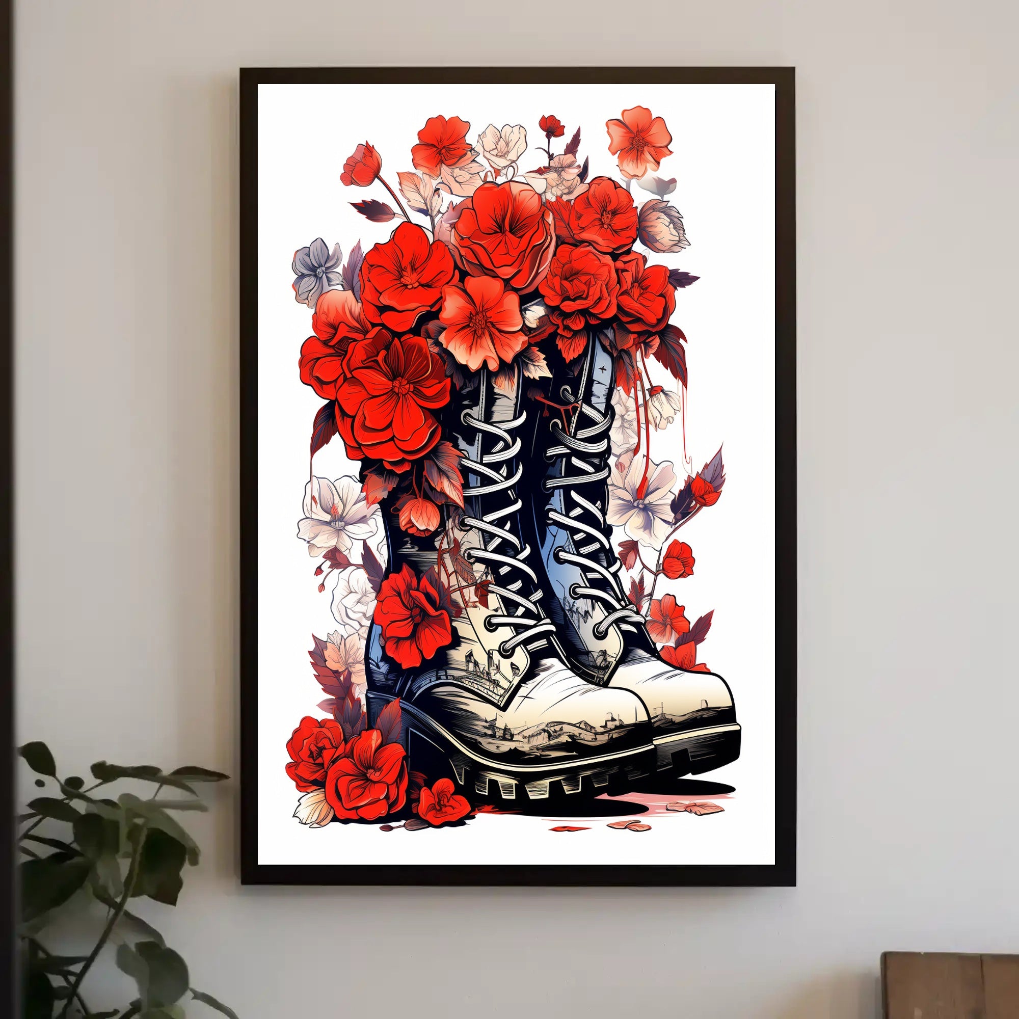 Floral Boots A Fusion Of Nature And Poster