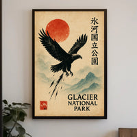 Vintage Glacier Park Poster with Japanese Artistic Flair