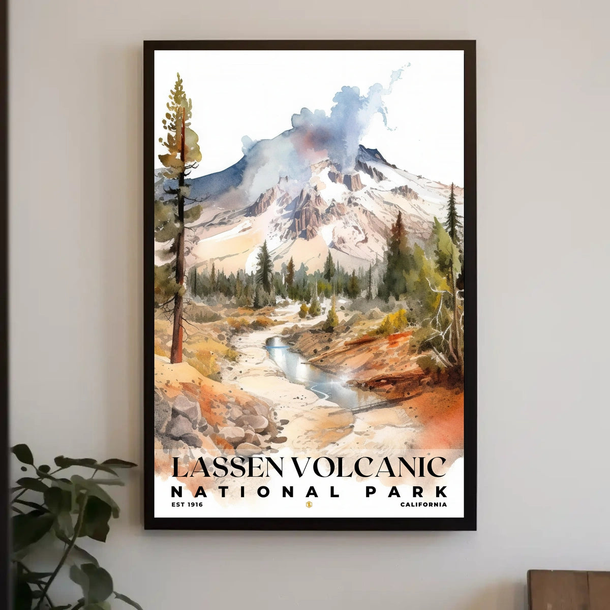 Lassen Volcanic Watercolor Wall Art Poster