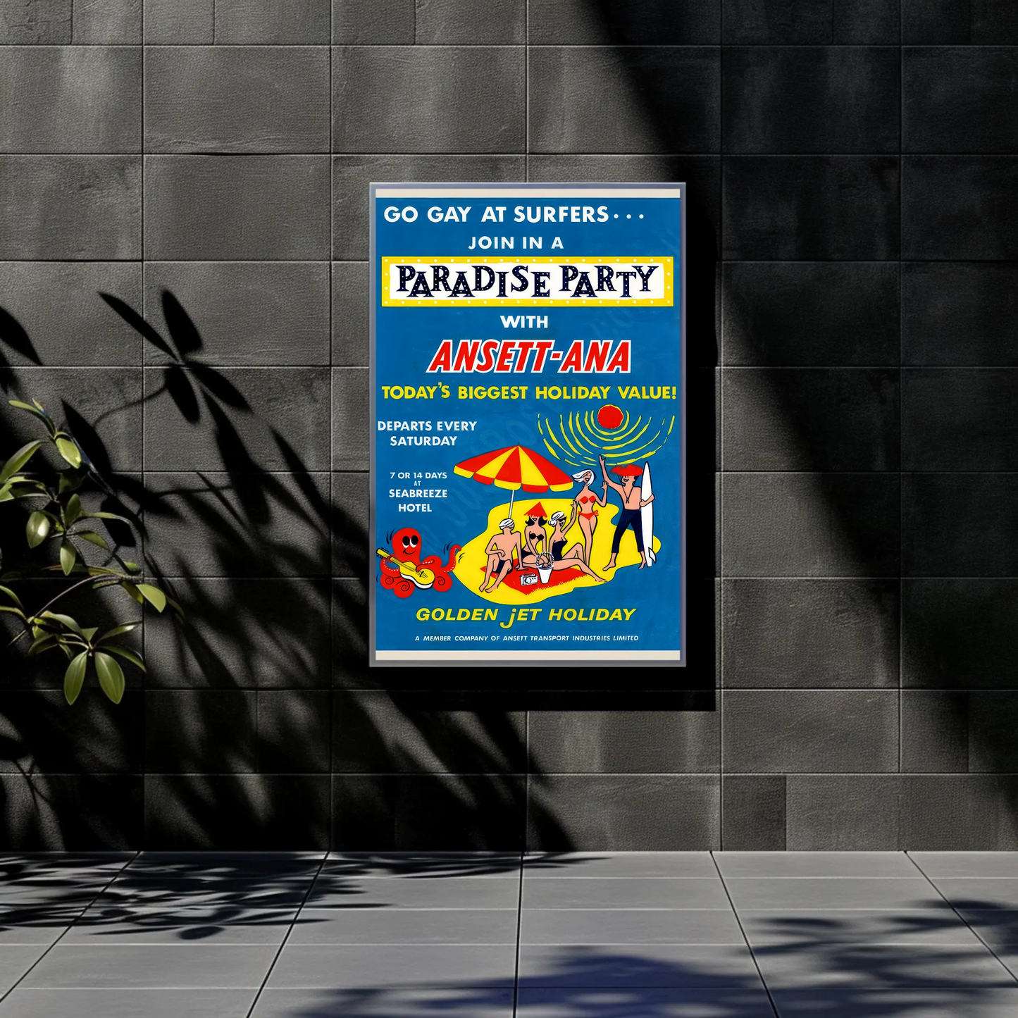 Paradise Party Vintage Poster - Ansett-ANA