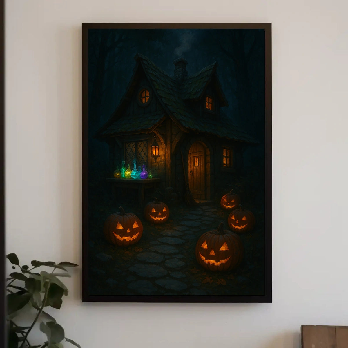 Enchanting Halloween Cottage Gothic Digital Painting Poster