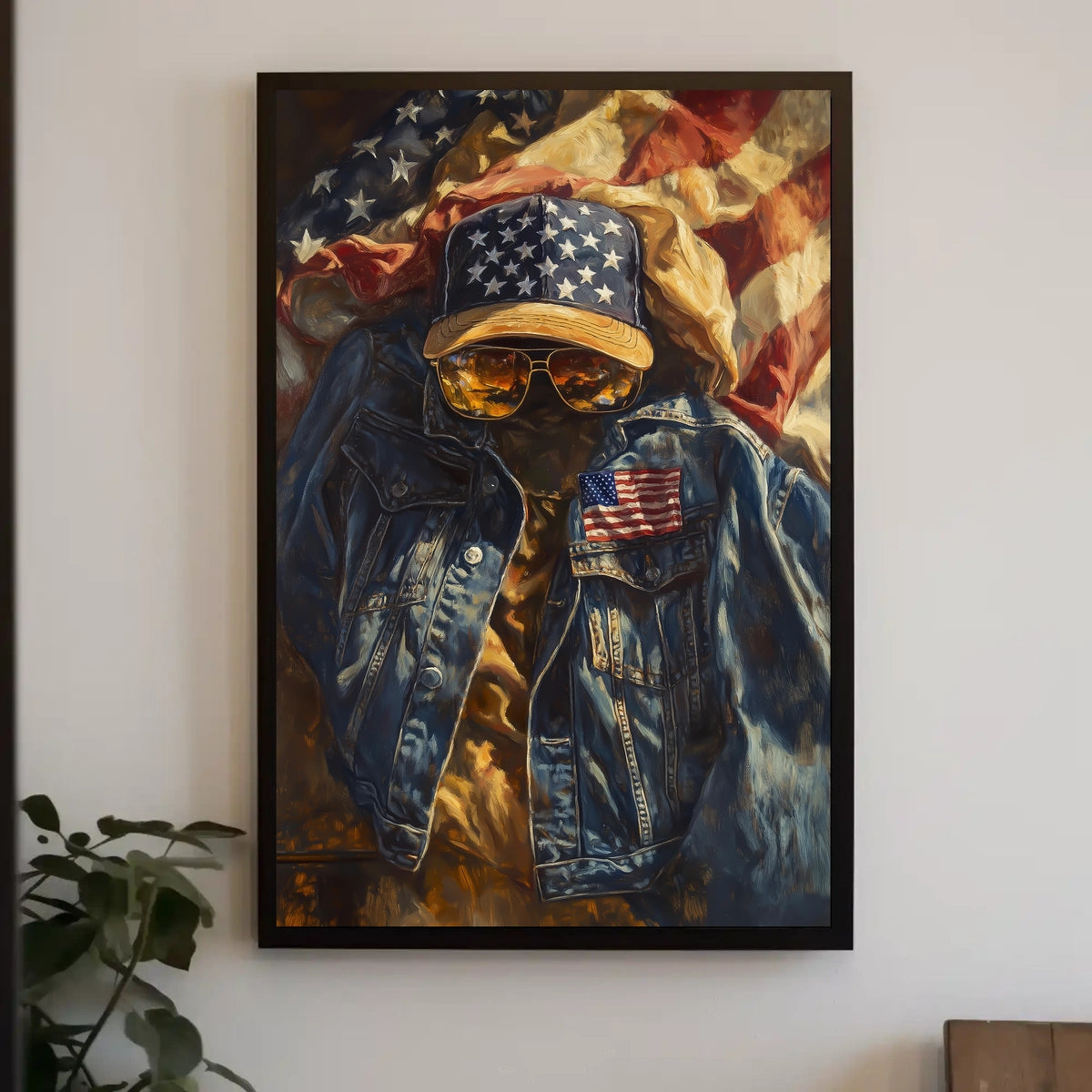 Patriotic Denim Jacket And Baseball Cap Artwork Poster