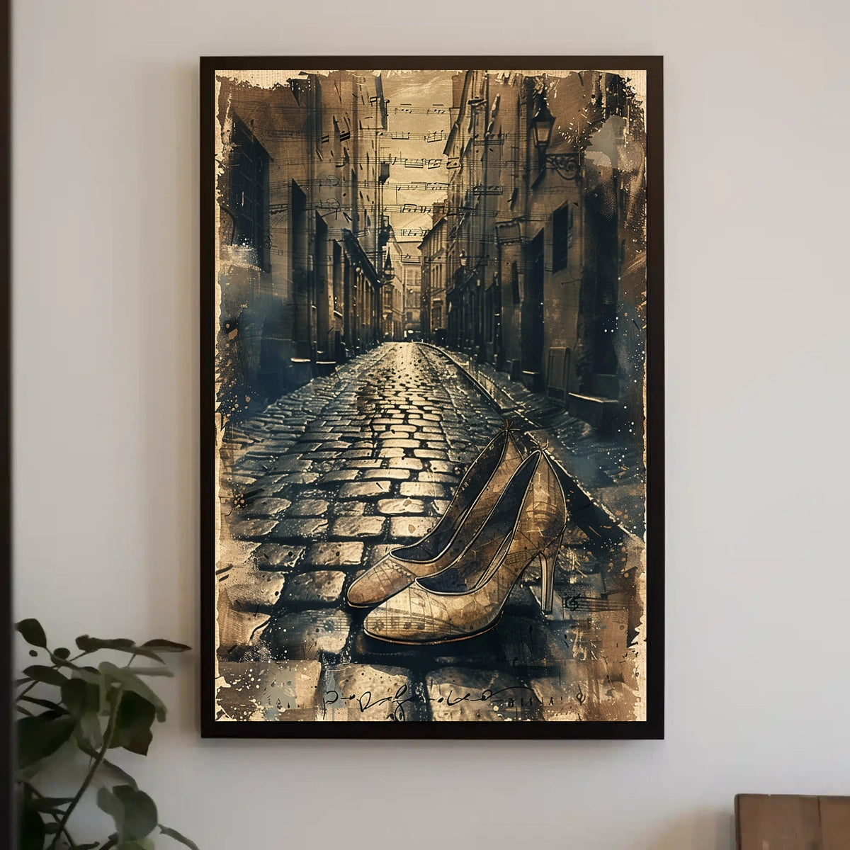 Vintage Elegance: Musical High Heels Art Poster