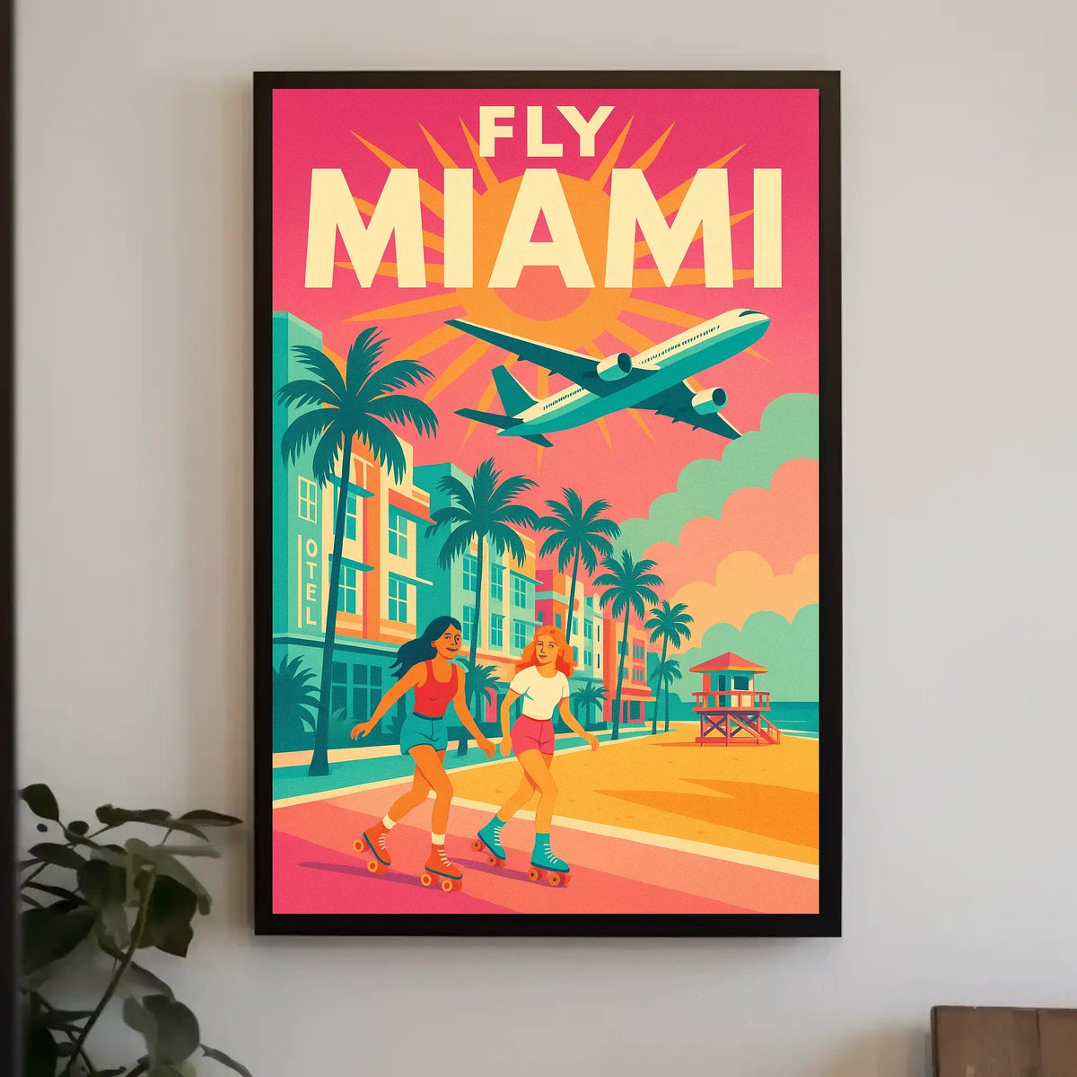 Miami Roller Skating Adventure Travel Poster