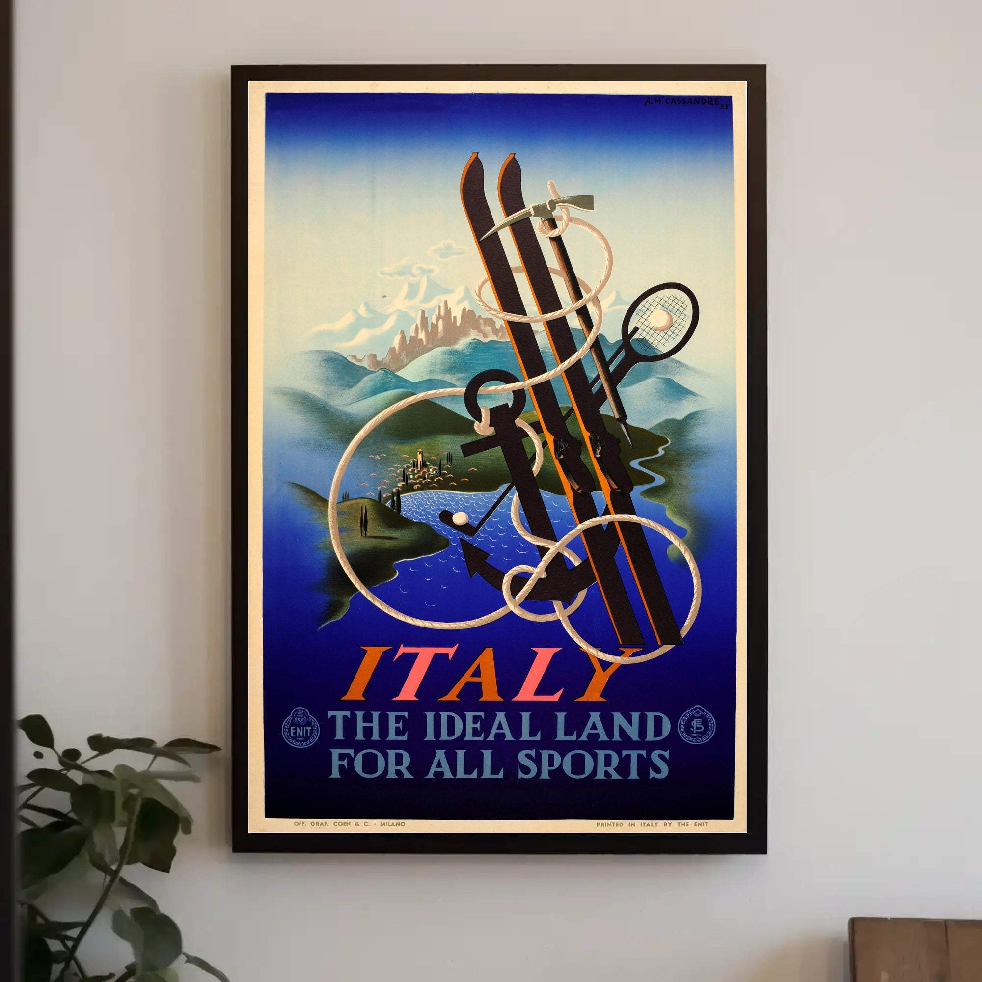 Italy Sports Adventure Vintage Poster Art Deco Influence