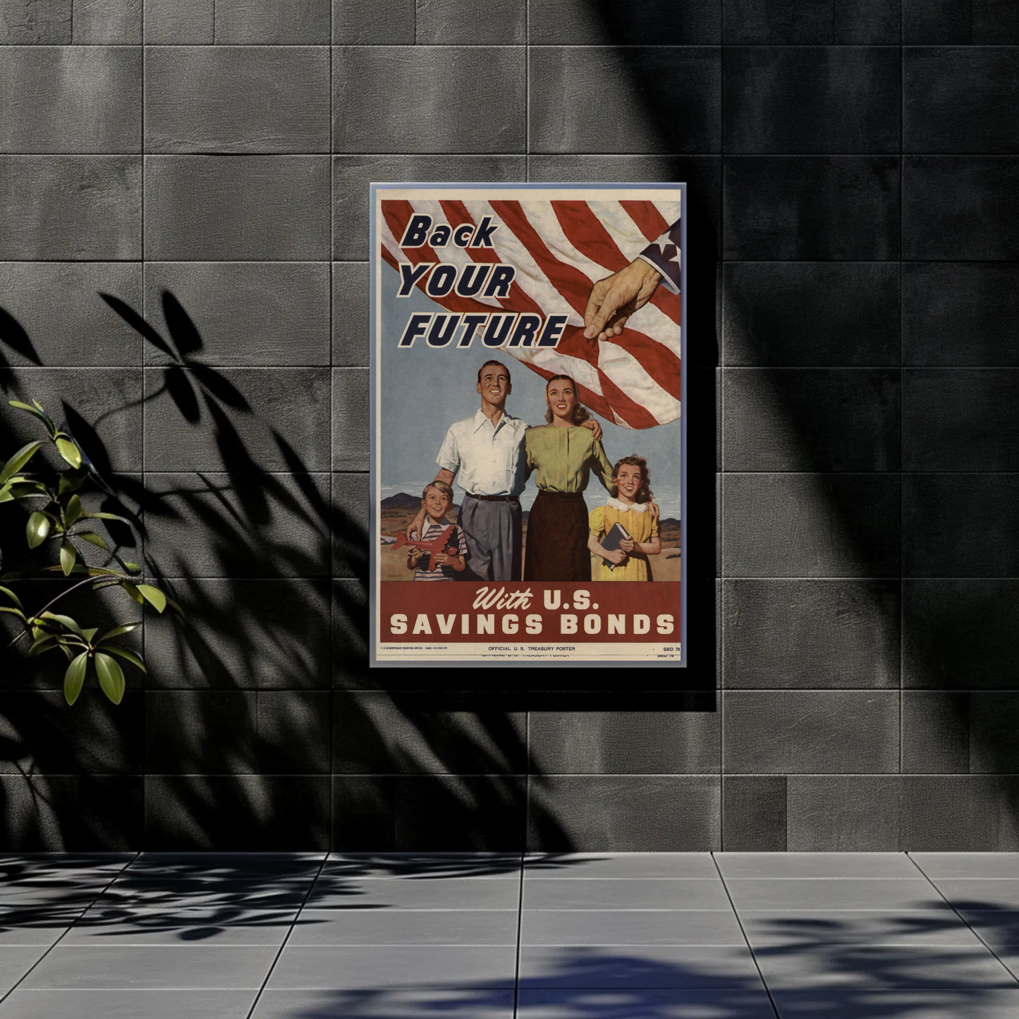 Back Your Future With U.S. Savings Bonds Vintage War Propaganda Poster