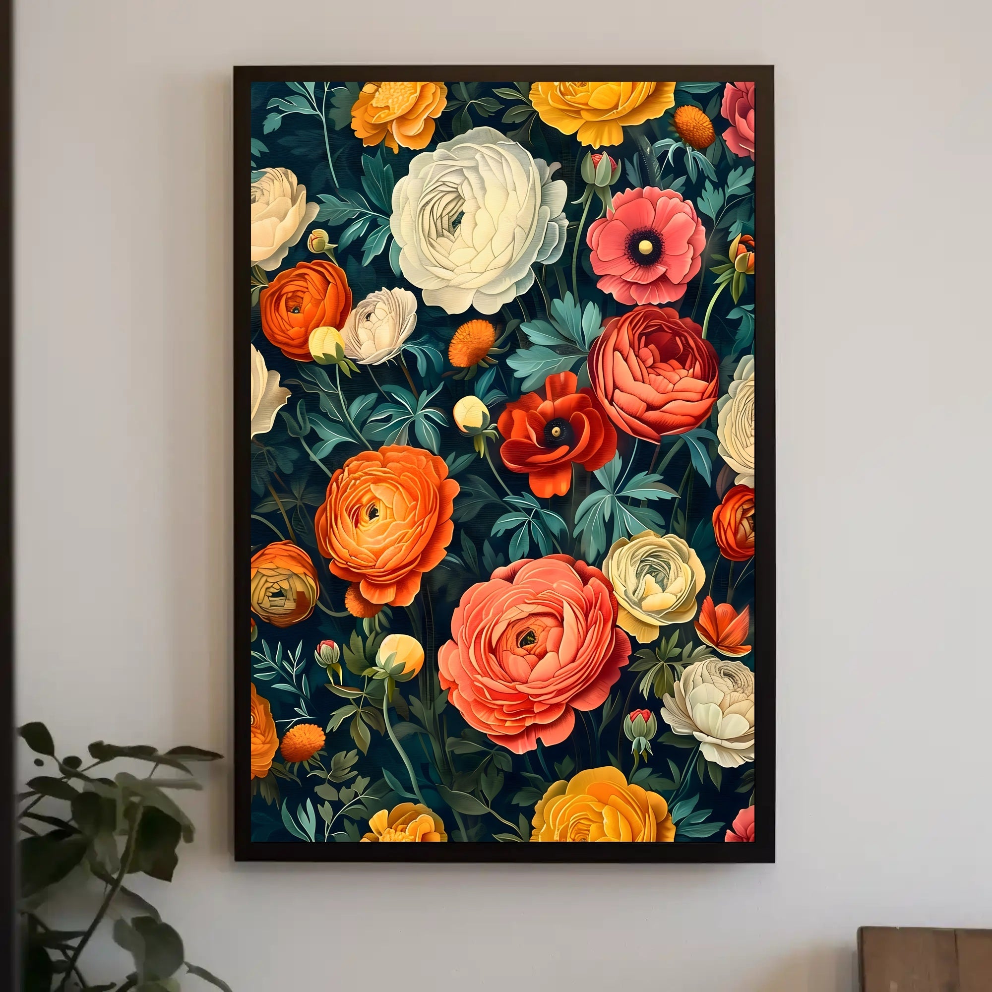 Floral Harmony in Modern Vintage Artistic Poster
