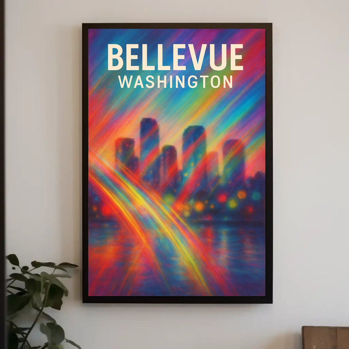 Bellevue Cityscape Vibrant Digital Painting Poster
