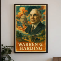 Warren G. Harding 29th President of the United States Layered Digital Collage Poster
