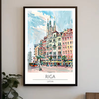 Riga Cityscape Illustration Poster PosterGoat
